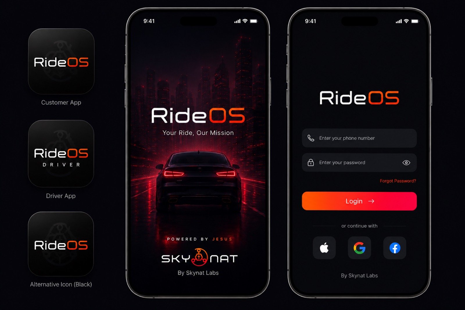 RideOS app icons and screens